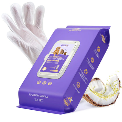 HICC PET Disposable Dog Grooming Wipes (20Pcs) - Natural, Hypoallergenic, No-Rinse Wipes with Fermented Oils for Hair Removal, Sticky Hair Control, Deodorizing, Skin Moisture & Paw Care, Outdoor Use,#Summervibes #Petlover