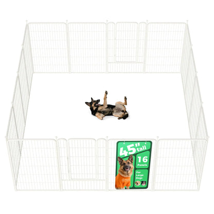FXW Rollick Unleashed Indoor and Outdoor Dog Playpen - 40"/45"/50" Height Options, 8/16 Panels for Medium and Large Dogs, Black/White, Patented Design