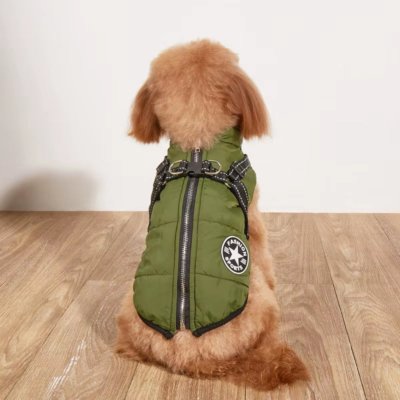 Large Pet Dog Jacket with Harness Winter Warm Dog Clothes for Labrador Waterproof Big Dog Coat Chihuahua French Bulldog Outfits