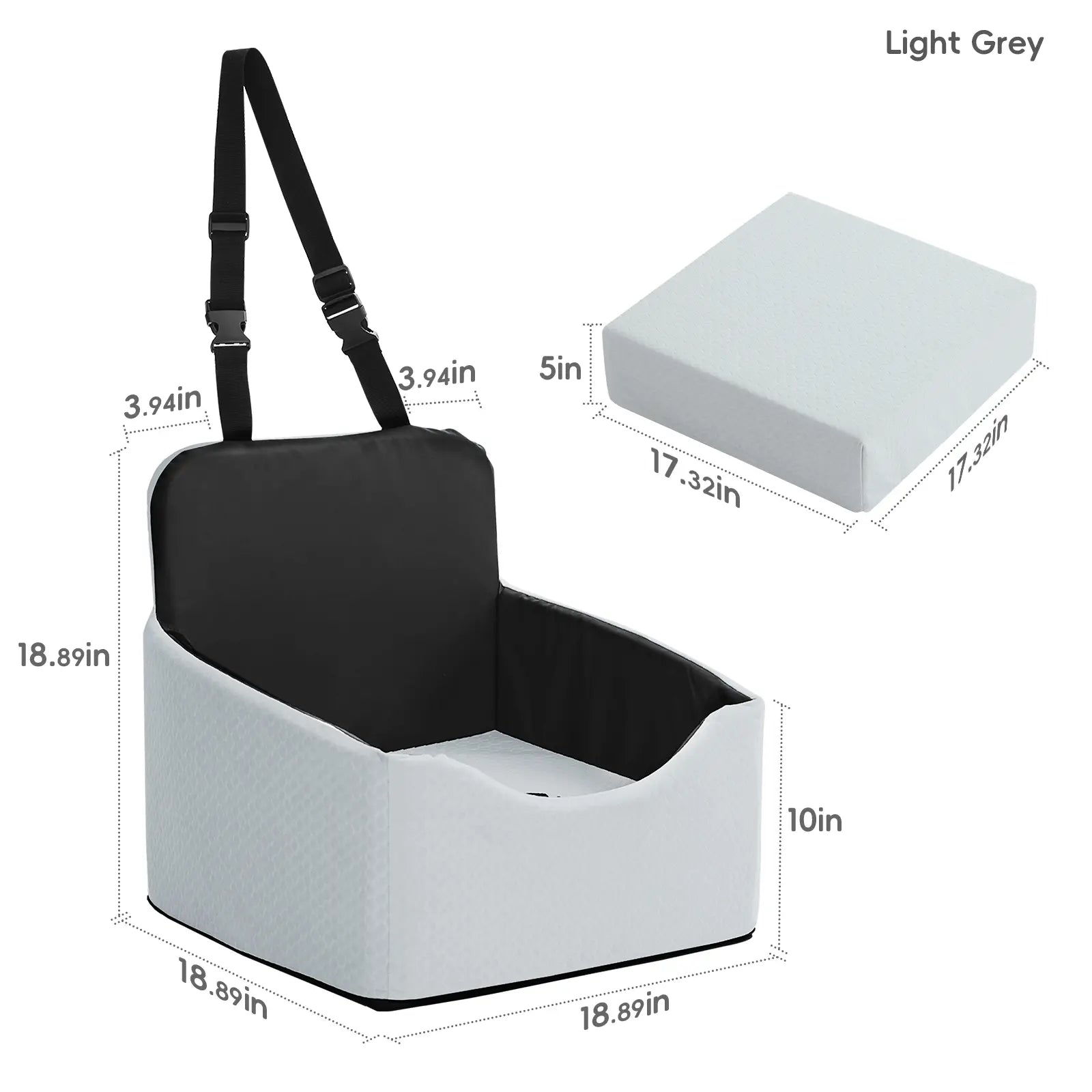 Dog Car Seat - All-Season Enclosed Design with Seat Belt Straps, Non-Slip & Waterproof for Pet Travel