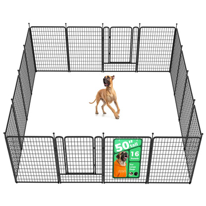 FXW Rollick Unleashed Indoor and Outdoor Dog Playpen - 40"/45"/50" Height Options, 8/16 Panels for Medium and Large Dogs, Black/White, Patented Design