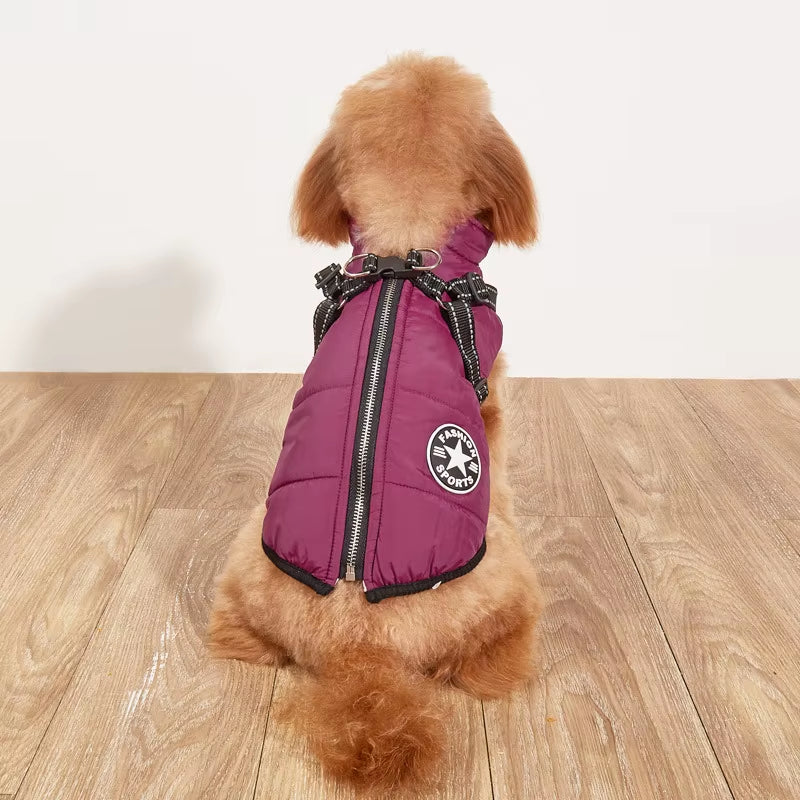 Large Pet Dog Jacket with Harness Winter Warm Dog Clothes for Labrador Waterproof Big Dog Coat Chihuahua French Bulldog Outfits