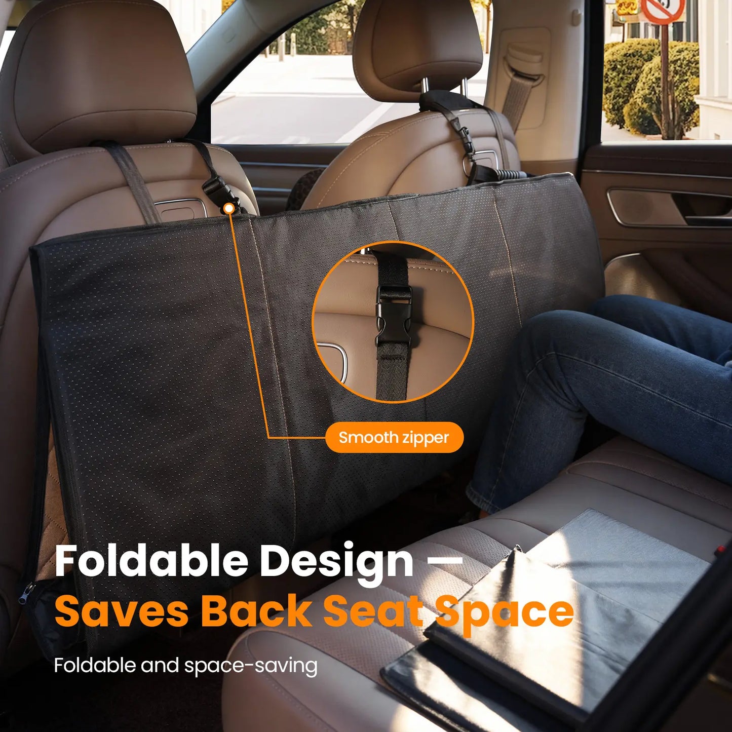 【Tiktokshopstockup】 VALUXE Dog Car Seat Cover for Large Dogs, Full-Cover Waterproof Back Seat Protector, Foldable, Beige/Black Summervibes Petlovers
