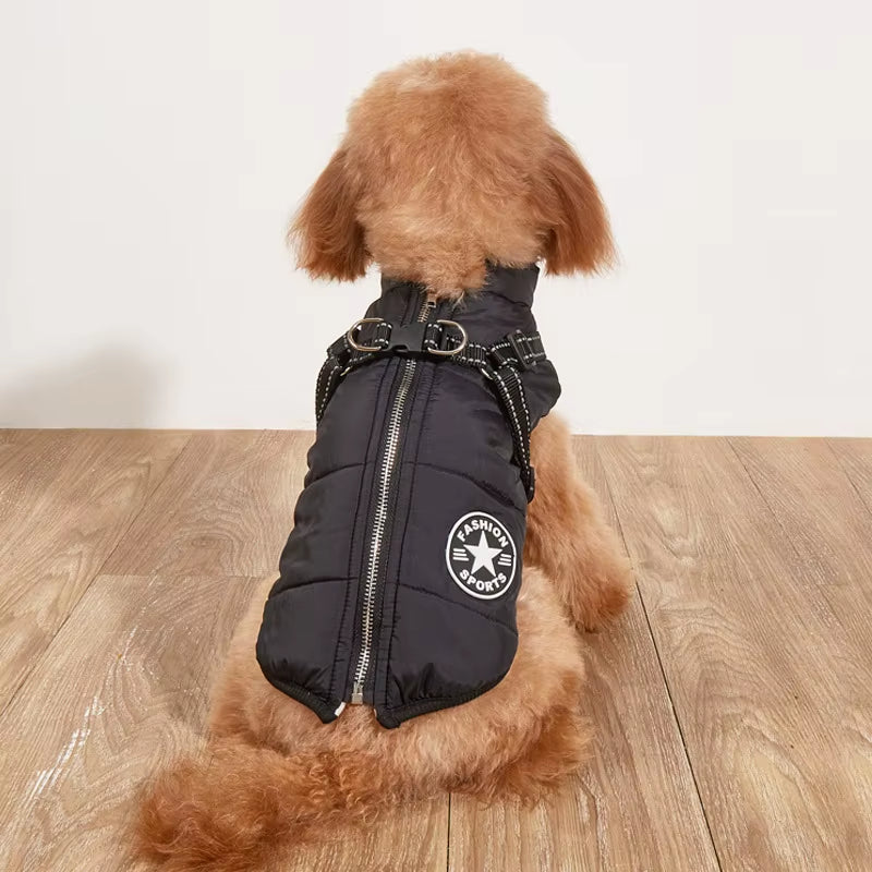 Large Pet Dog Jacket with Harness Winter Warm Dog Clothes for Labrador Waterproof Big Dog Coat Chihuahua French Bulldog Outfits