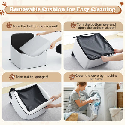 Dog Car Seat - All-Season Enclosed Design with Seat Belt Straps, Non-Slip & Waterproof for Pet Travel
