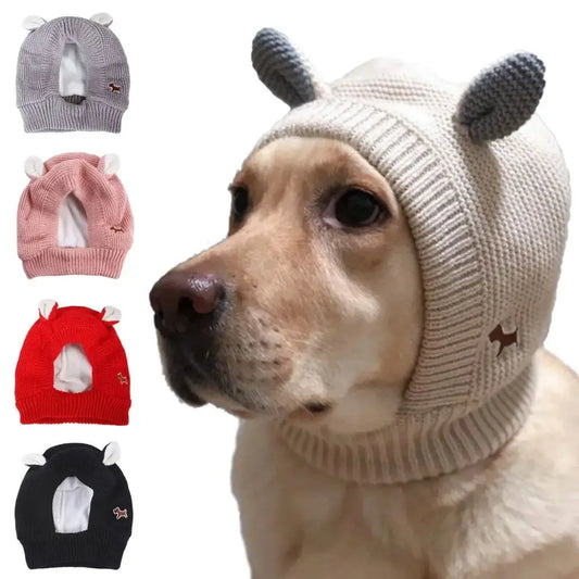 Dog Silent Ear Muffs, 1 Pc Noise-Protection Ear Covers, Large Dog Knitted Ear Hat, Fabric Clothing Pet Supplies
