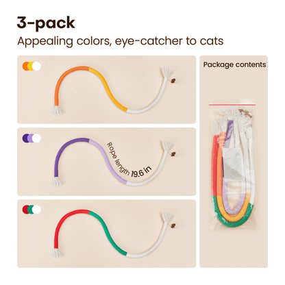 Potaroma Cat Toys Chew Ropes 3Pcs, Safe Teeth Cleaning Toy for Indoor Kittens, Calming Interactive Kitty Toys #Summervibes #Petlovers