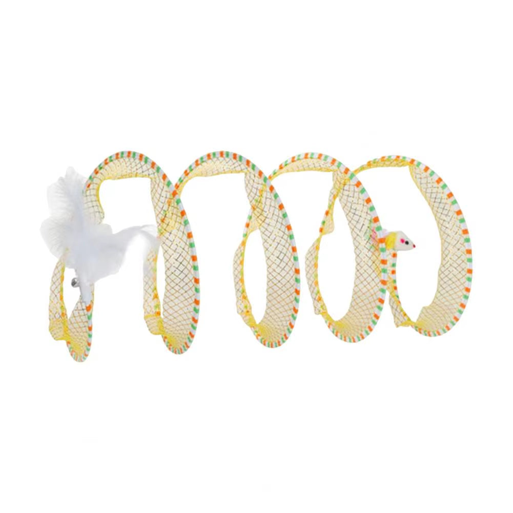 65*30Cm Cat Tunnel Toy Foldable Interactive Self Play Cat Hunting Spiral Plush and Feather Toys Decompression Spring Kitten Toys
