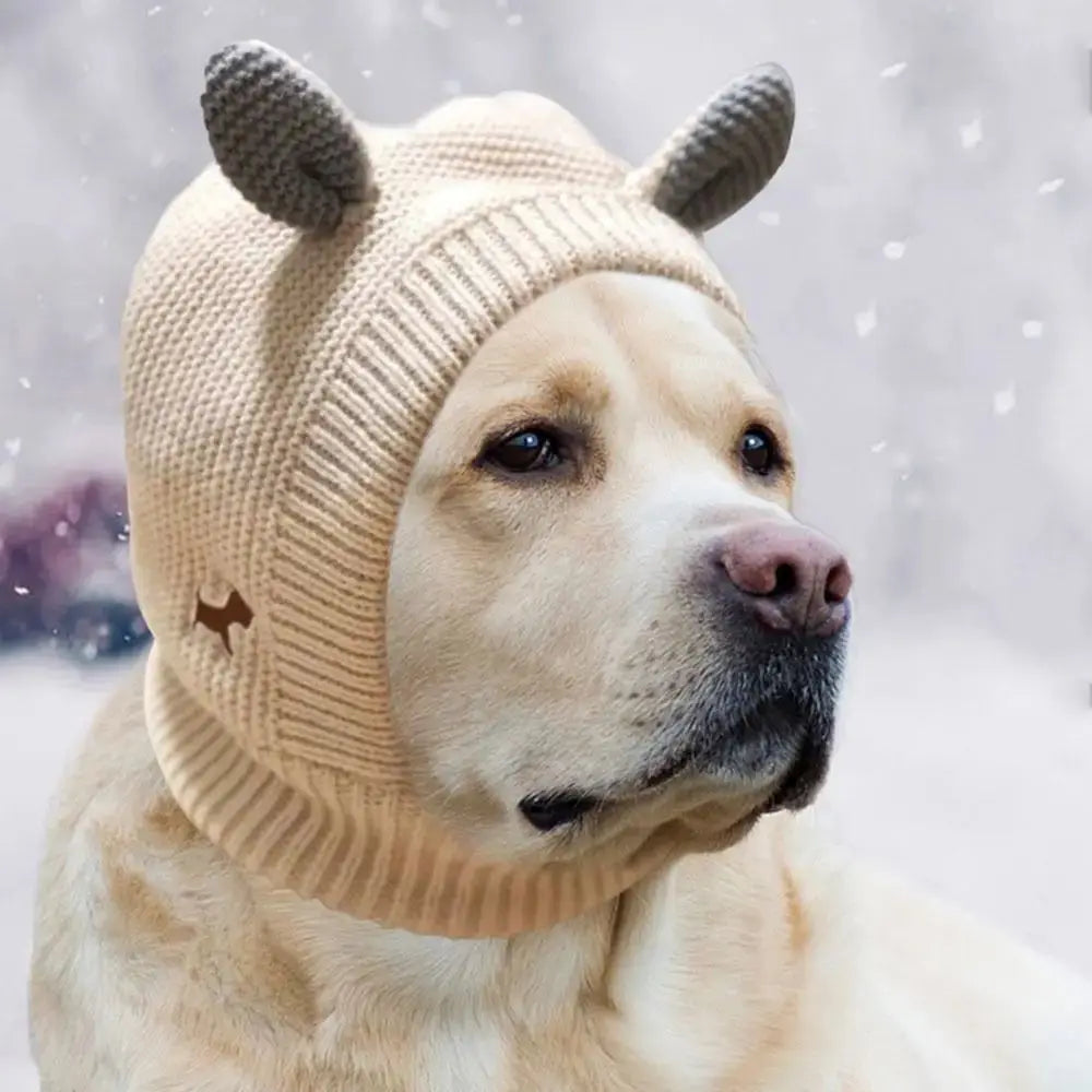 Dog Silent Ear Muffs, 1 Pc Noise-Protection Ear Covers, Large Dog Knitted Ear Hat, Fabric Clothing Pet Supplies
