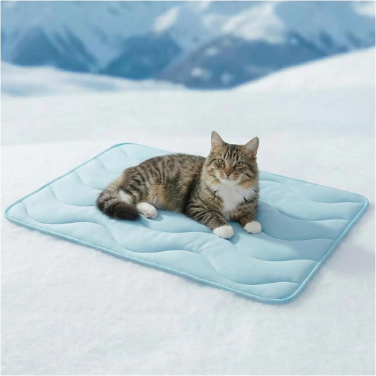Large Dog Cooling Mat, 30" x 20" Self-Cooling Pet Mat for Dogs and Cats, QMAX>0.5, Thickened Cool Fiber, Durable Portable Indoor/Outdoor Summer Use, Blue