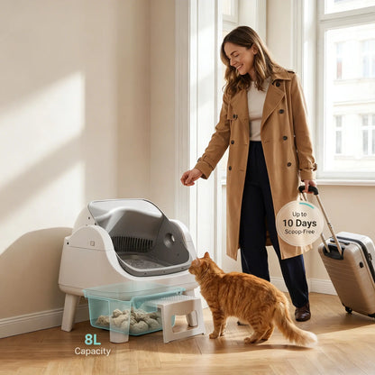 Petpivot Autoscooper 12 Lite Open Top Self Cleaning Cat Litter Box, Automatic Litter Box with 7 Pairs of Safety Sensors, Anti-Pinch Protection, Easy Access Step for Senior Cats Summervibes Petlovers