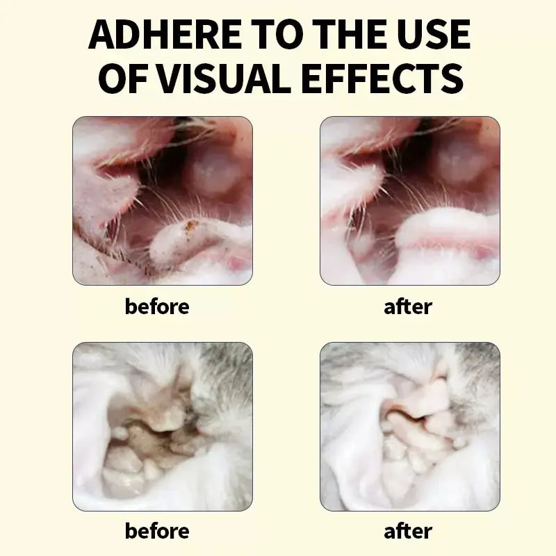 Alcohol-Free Ear Cleaner for Cats and Dogs - Soothing Ear Wash for Itch Relief and Cleaning Ear Canal of Debris and Buildup - Suitable for All Ages [60ml]