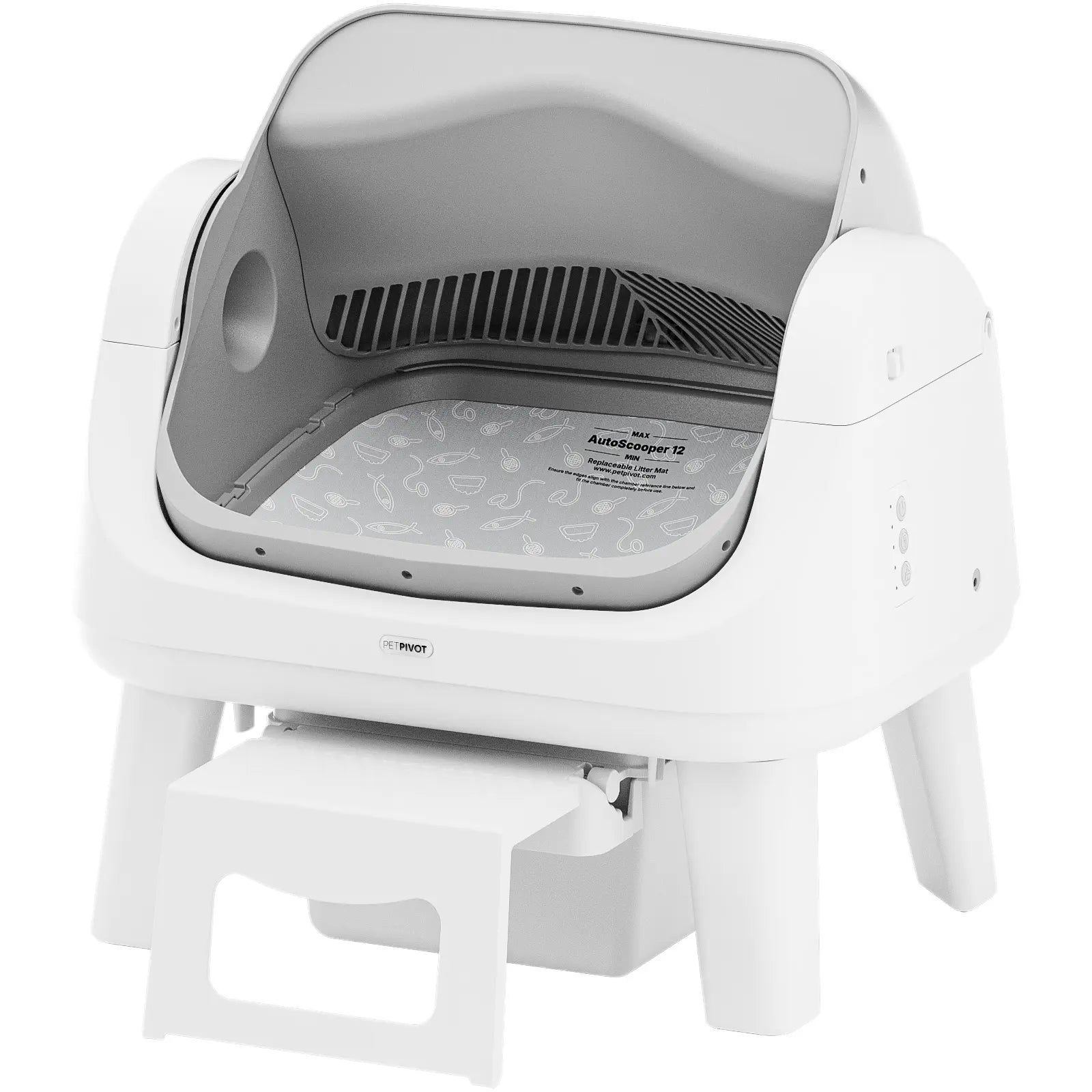 Petpivot Autoscooper 12 Lite Open Top Self Cleaning Cat Litter Box, Automatic Litter Box with 7 Pairs of Safety Sensors, Anti-Pinch Protection, Easy Access Step for Senior Cats Summervibes Petlovers