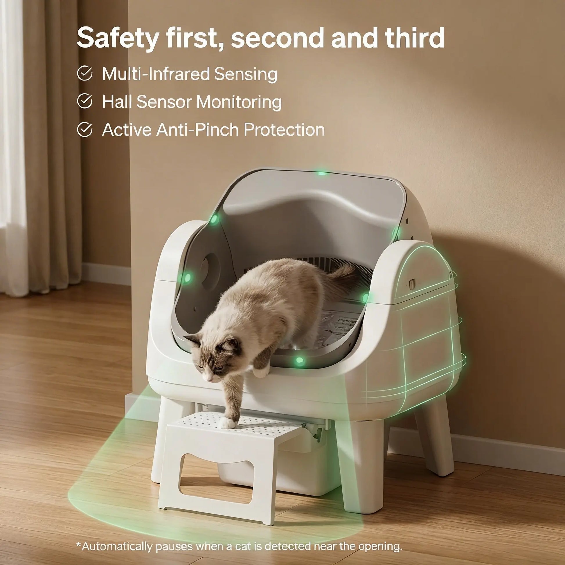 Petpivot Autoscooper 12 Lite Open Top Self Cleaning Cat Litter Box, Automatic Litter Box with 7 Pairs of Safety Sensors, Anti-Pinch Protection, Easy Access Step for Senior Cats Summervibes Petlovers