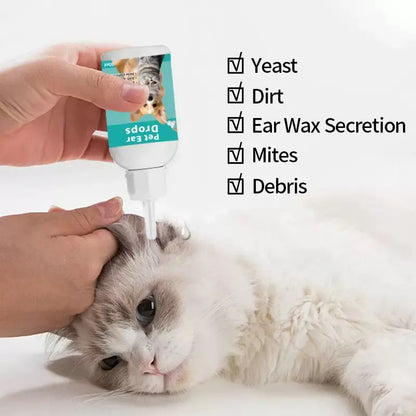 Alcohol-Free Ear Cleaner for Cats and Dogs - Soothing Ear Wash for Itch Relief and Cleaning Ear Canal of Debris and Buildup - Suitable for All Ages [60ml]