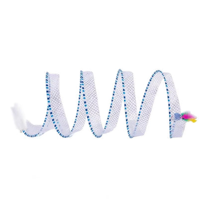 65*30Cm Cat Tunnel Toy Foldable Interactive Self Play Cat Hunting Spiral Plush and Feather Toys Decompression Spring Kitten Toys