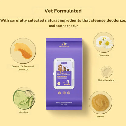 HICC PET Disposable Dog Grooming Wipes (20Pcs) - Natural, Hypoallergenic, No-Rinse Wipes with Fermented Oils for Hair Removal, Sticky Hair Control, Deodorizing, Skin Moisture & Paw Care, Outdoor Use,#Summervibes #Petlover