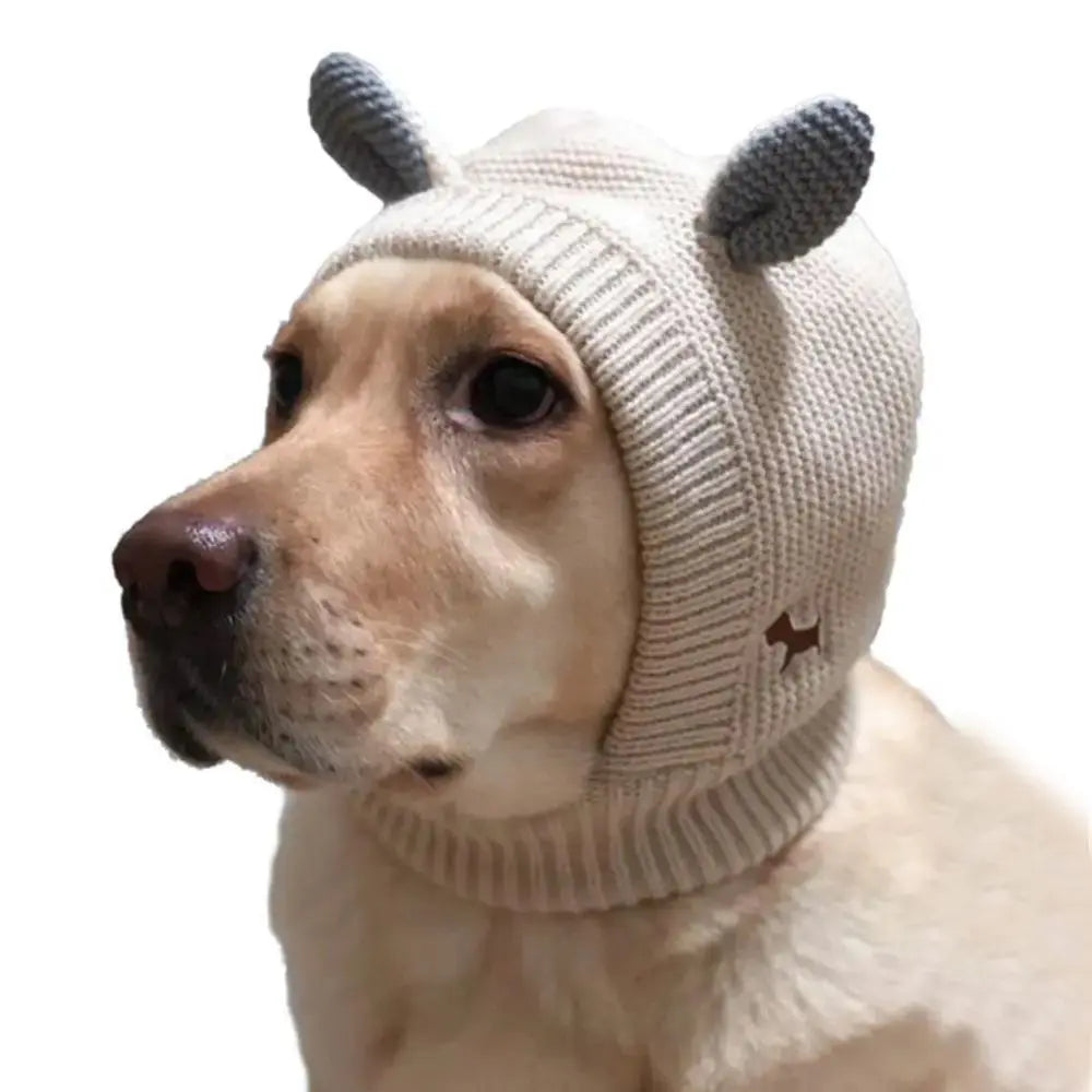 Dog Silent Ear Muffs, 1 Pc Noise-Protection Ear Covers, Large Dog Knitted Ear Hat, Fabric Clothing Pet Supplies