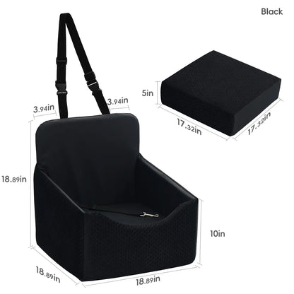 Dog Car Seat - All-Season Enclosed Design with Seat Belt Straps, Non-Slip & Waterproof for Pet Travel