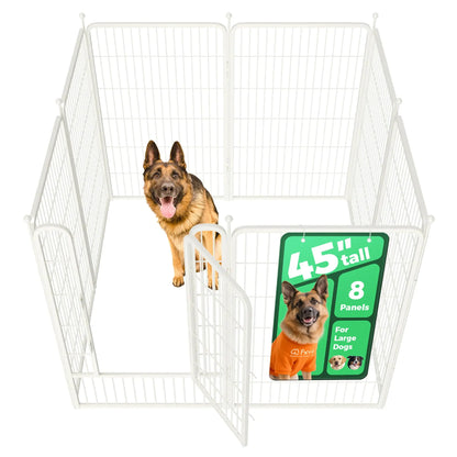 FXW Rollick Unleashed Indoor and Outdoor Dog Playpen - 40"/45"/50" Height Options, 8/16 Panels for Medium and Large Dogs, Black/White, Patented Design