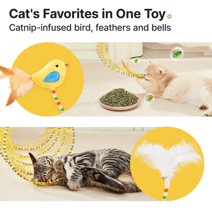 Potaroma Spiral Tunnel Cat Toy, Cat Self Play Spiral Kitten Collapsible Spring Tunnel Toy for Indoor Cats with Feather and Bell, 20 Inches Unfolded #Summervibes #Petlovers