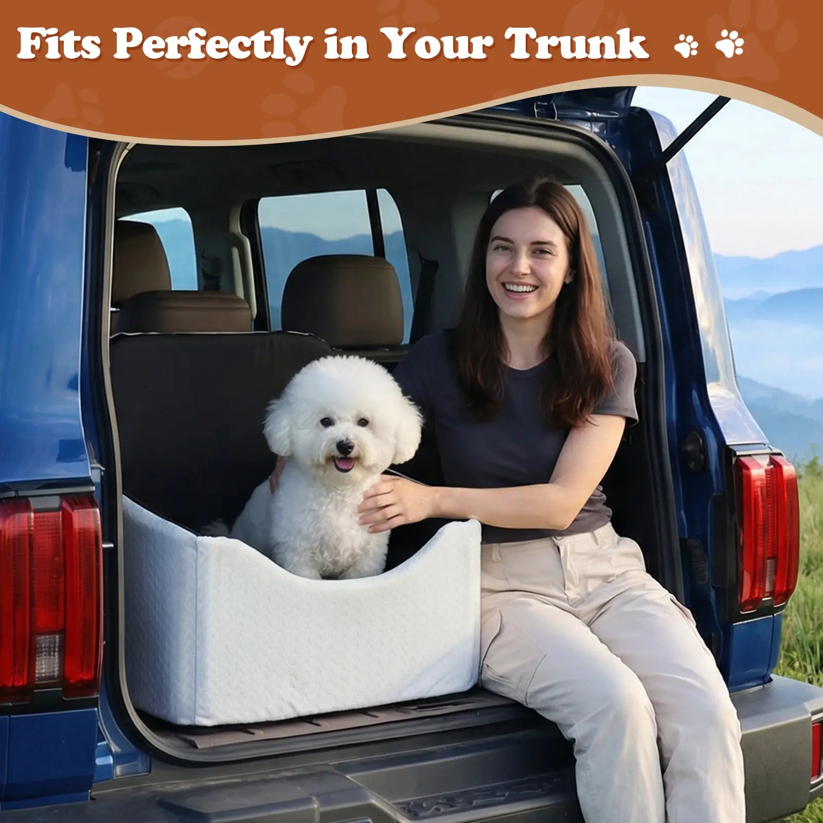 Dog Car Seat - All-Season Enclosed Design with Seat Belt Straps, Non-Slip & Waterproof for Pet Travel