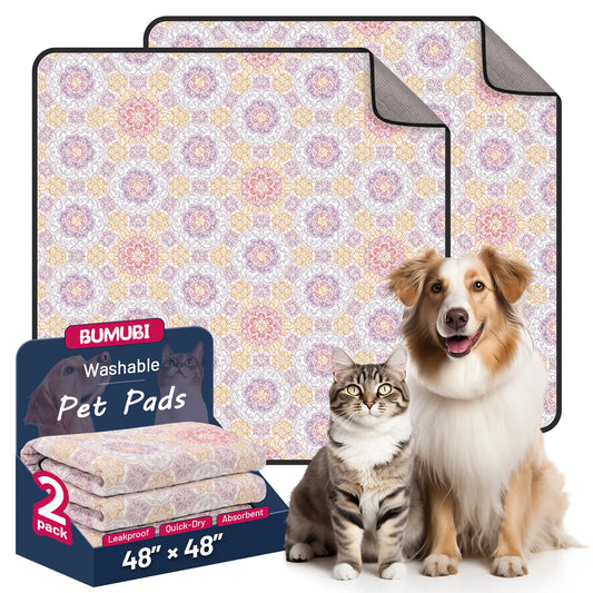Reusable Dog Pee Pads - 2-Pack, Super Absorbent, Waterproof, Leak-Proof, Non-Slip, Perfect for Training, Playpens, Crates, Sofas, Cars, Beds & More (Washable)