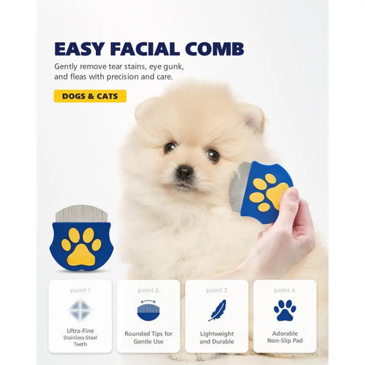 Professional Pet Grooming Comb for Dogs and Cats - Mini Face Brush for Shedding Control and Flea Removal, Essential Pet Care Tool