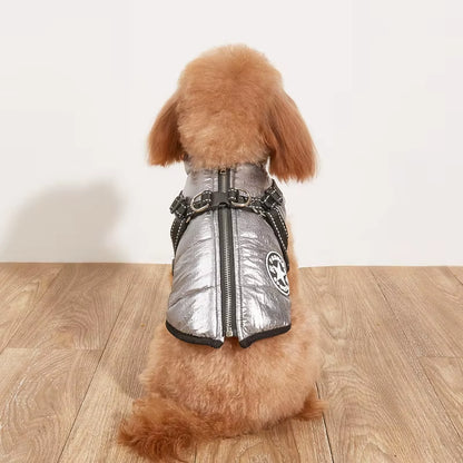 Large Pet Dog Jacket with Harness Winter Warm Dog Clothes for Labrador Waterproof Big Dog Coat Chihuahua French Bulldog Outfits