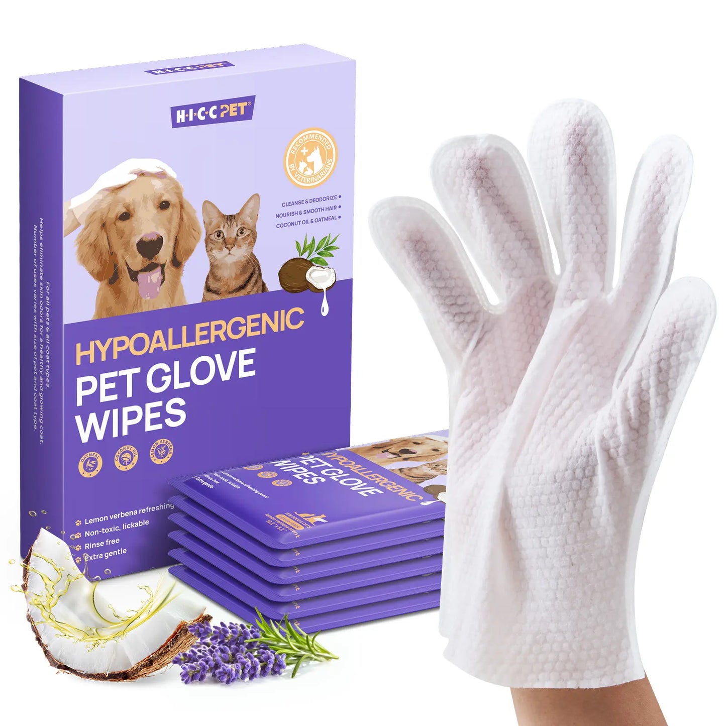 HICC PET Disposable Dog Grooming Wipes (20Pcs) - Natural, Hypoallergenic, No-Rinse Wipes with Fermented Oils for Hair Removal, Sticky Hair Control, Deodorizing, Skin Moisture & Paw Care, Outdoor Use,#Summervibes #Petlover