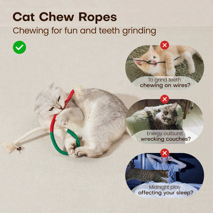 Potaroma Cat Toys Chew Ropes 3Pcs, Safe Teeth Cleaning Toy for Indoor Kittens, Calming Interactive Kitty Toys #Summervibes #Petlovers