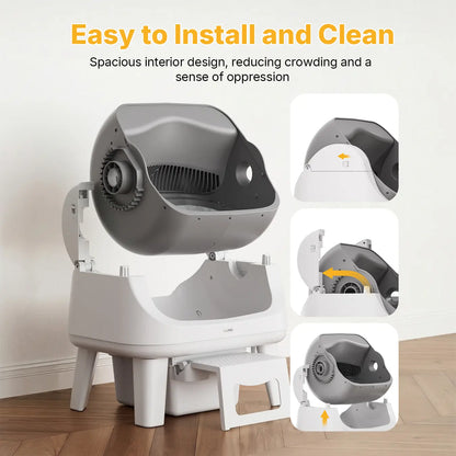 Petpivot Autoscooper 12 Lite Open Top Self Cleaning Cat Litter Box, Automatic Litter Box with 7 Pairs of Safety Sensors, Anti-Pinch Protection, Easy Access Step for Senior Cats Summervibes Petlovers