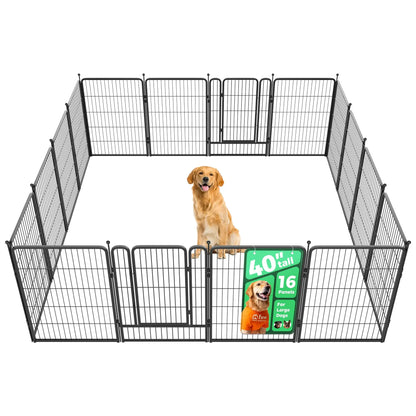 FXW Rollick Unleashed Indoor and Outdoor Dog Playpen - 40"/45"/50" Height Options, 8/16 Panels for Medium and Large Dogs, Black/White, Patented Design