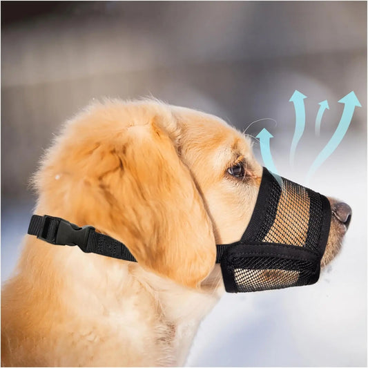 Evollax Adjustable Air Mesh Muzzle for Large Dogs - Effective Solution for Preventing Biting, Scavenging, Licking, and Chewing | Size L (7.9'' - 9.4'')