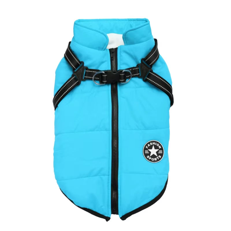Large Pet Dog Jacket with Harness Winter Warm Dog Clothes for Labrador Waterproof Big Dog Coat Chihuahua French Bulldog Outfits