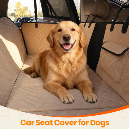 【Tiktokshopstockup】 VALUXE Dog Car Seat Cover for Large Dogs, Full-Cover Waterproof Back Seat Protector, Foldable, Beige/Black Summervibes Petlovers