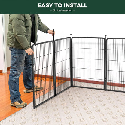 FXW Rollick Unleashed Indoor and Outdoor Dog Playpen - 40"/45"/50" Height Options, 8/16 Panels for Medium and Large Dogs, Black/White, Patented Design