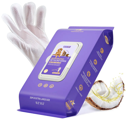 HICC PET Disposable Dog Grooming Wipes (20Pcs) - Natural, Hypoallergenic, No-Rinse Wipes with Fermented Oils for Hair Removal, Sticky Hair Control, Deodorizing, Skin Moisture & Paw Care, Outdoor Use,#Summervibes #Petlover