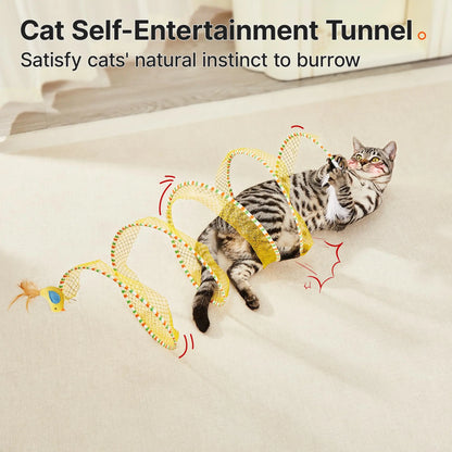 Potaroma Spiral Tunnel Cat Toy, Cat Self Play Spiral Kitten Collapsible Spring Tunnel Toy for Indoor Cats with Feather and Bell, 20 Inches Unfolded #Summervibes #Petlovers