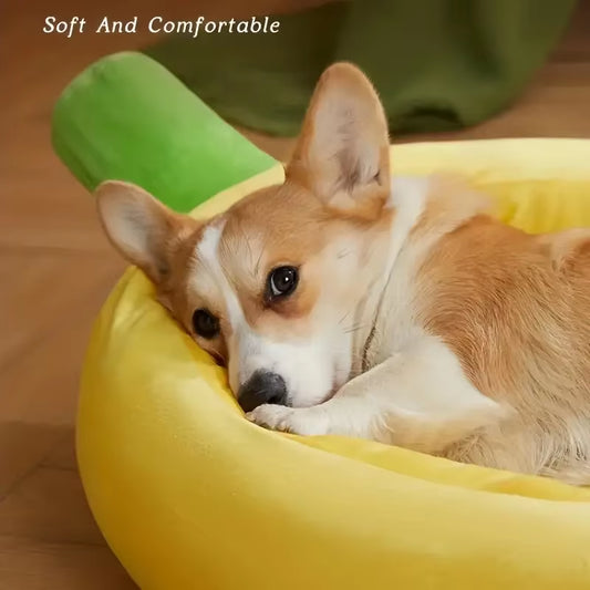 Dogs Bed Cozy Banana Shaped Nest Pets Bed Durable Detachable & Washable Plush Warm Sanctuary for Small/Medium/Large Dogs & Cats
