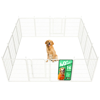 FXW Rollick Unleashed Indoor and Outdoor Dog Playpen - 40"/45"/50" Height Options, 8/16 Panels for Medium and Large Dogs, Black/White, Patented Design